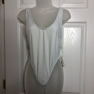 Dippin Daisys White One Piece High Cut Swimsuit M NWT. My torso is just too long